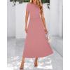 imageBTFBM 2025 Womens Summer 2 Piece Outfits Short Sleeve Crewneck Ruched Slim Fit Tops Flowy Knit Maxi Skirt SetsPink
