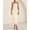 imageBTFBM Women Strapless Bodycon Lace Tube Dress 2025 Summer Back Slit Cocktail Party Formal Wedding Guest Maxi DressesApricot