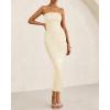 imageBTFBM Women Strapless Bodycon Lace Tube Dress 2025 Summer Back Slit Cocktail Party Formal Wedding Guest Maxi DressesApricot