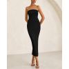 imageBTFBM Women Strapless Bodycon Lace Tube Dress 2025 Summer Back Slit Cocktail Party Formal Wedding Guest Maxi DressesBlack