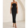 imageBTFBM Women Strapless Bodycon Lace Tube Dress 2025 Summer Back Slit Cocktail Party Formal Wedding Guest Maxi DressesBlack