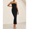 imageBTFBM Women Strapless Bodycon Lace Tube Dress 2025 Summer Back Slit Cocktail Party Formal Wedding Guest Maxi DressesBlack