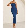 imageBTFBM Women Strapless Bodycon Lace Tube Dress 2025 Summer Back Slit Cocktail Party Formal Wedding Guest Maxi DressesBlue