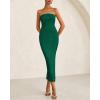 imageBTFBM Women Strapless Bodycon Lace Tube Dress 2025 Summer Back Slit Cocktail Party Formal Wedding Guest Maxi DressesGreen