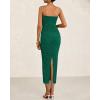 imageBTFBM Women Strapless Bodycon Lace Tube Dress 2025 Summer Back Slit Cocktail Party Formal Wedding Guest Maxi DressesGreen