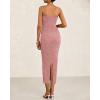 imageBTFBM Women Strapless Bodycon Lace Tube Dress 2025 Summer Back Slit Cocktail Party Formal Wedding Guest Maxi DressesGrey Pink