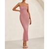 imageBTFBM Women Strapless Bodycon Lace Tube Dress 2025 Summer Back Slit Cocktail Party Formal Wedding Guest Maxi DressesGrey Pink