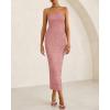 imageBTFBM Women Strapless Bodycon Lace Tube Dress 2025 Summer Back Slit Cocktail Party Formal Wedding Guest Maxi DressesGrey Pink