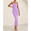 imageBTFBM Women Strapless Bodycon Lace Tube Dress 2025 Summer Back Slit Cocktail Party Formal Wedding Guest Maxi DressesPurple