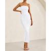 imageBTFBM Women Strapless Bodycon Lace Tube Dress 2025 Summer Back Slit Cocktail Party Formal Wedding Guest Maxi DressesWhite