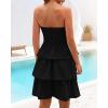 imageBTFBM Womens Summer Smocked Tube Dress Off Shoulder Strapless Casual Sundress Tiered Mini Beach Wedding Guest DressesBlack