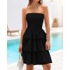 imageBTFBM Womens Summer Smocked Tube Dress Off Shoulder Strapless Casual Sundress Tiered Mini Beach Wedding Guest DressesBlack