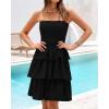 imageBTFBM Womens Summer Smocked Tube Dress Off Shoulder Strapless Casual Sundress Tiered Mini Beach Wedding Guest DressesBlack
