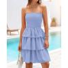 imageBTFBM Womens Summer Smocked Tube Dress Off Shoulder Strapless Casual Sundress Tiered Mini Beach Wedding Guest DressesBlue
