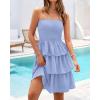 imageBTFBM Womens Summer Smocked Tube Dress Off Shoulder Strapless Casual Sundress Tiered Mini Beach Wedding Guest DressesBlue