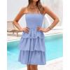 imageBTFBM Womens Summer Smocked Tube Dress Off Shoulder Strapless Casual Sundress Tiered Mini Beach Wedding Guest DressesBlue