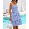 imageBTFBM Womens Summer Smocked Tube Dress Off Shoulder Strapless Casual Sundress Tiered Mini Beach Wedding Guest DressesBlue