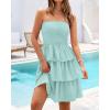imageBTFBM Womens Summer Smocked Tube Dress Off Shoulder Strapless Casual Sundress Tiered Mini Beach Wedding Guest DressesLight Green