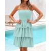 imageBTFBM Womens Summer Smocked Tube Dress Off Shoulder Strapless Casual Sundress Tiered Mini Beach Wedding Guest DressesLight Green