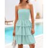 imageBTFBM Womens Summer Smocked Tube Dress Off Shoulder Strapless Casual Sundress Tiered Mini Beach Wedding Guest DressesLight Green