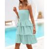 imageBTFBM Womens Summer Smocked Tube Dress Off Shoulder Strapless Casual Sundress Tiered Mini Beach Wedding Guest DressesLight Green