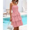 imageBTFBM Womens Summer Smocked Tube Dress Off Shoulder Strapless Casual Sundress Tiered Mini Beach Wedding Guest DressesPink