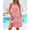 imageBTFBM Womens Summer Smocked Tube Dress Off Shoulder Strapless Casual Sundress Tiered Mini Beach Wedding Guest DressesPink