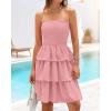 imageBTFBM Womens Summer Smocked Tube Dress Off Shoulder Strapless Casual Sundress Tiered Mini Beach Wedding Guest DressesPink
