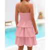 imageBTFBM Womens Summer Smocked Tube Dress Off Shoulder Strapless Casual Sundress Tiered Mini Beach Wedding Guest DressesPink