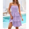imageBTFBM Womens Summer Smocked Tube Dress Off Shoulder Strapless Casual Sundress Tiered Mini Beach Wedding Guest DressesPurple