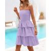 imageBTFBM Womens Summer Smocked Tube Dress Off Shoulder Strapless Casual Sundress Tiered Mini Beach Wedding Guest DressesPurple