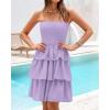 imageBTFBM Womens Summer Smocked Tube Dress Off Shoulder Strapless Casual Sundress Tiered Mini Beach Wedding Guest DressesPurple