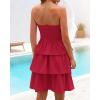 imageBTFBM Womens Summer Smocked Tube Dress Off Shoulder Strapless Casual Sundress Tiered Mini Beach Wedding Guest DressesRed