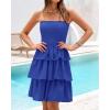 imageBTFBM Womens Summer Smocked Tube Dress Off Shoulder Strapless Casual Sundress Tiered Mini Beach Wedding Guest DressesRoyal Blue