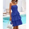 imageBTFBM Womens Summer Smocked Tube Dress Off Shoulder Strapless Casual Sundress Tiered Mini Beach Wedding Guest DressesRoyal Blue