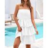 imageBTFBM Womens Summer Smocked Tube Dress Off Shoulder Strapless Casual Sundress Tiered Mini Beach Wedding Guest DressesWhite