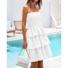 imageBTFBM Womens Summer Smocked Tube Dress Off Shoulder Strapless Casual Sundress Tiered Mini Beach Wedding Guest DressesWhite