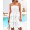 imageBTFBM Womens Summer Smocked Tube Dress Off Shoulder Strapless Casual Sundress Tiered Mini Beach Wedding Guest DressesWhite