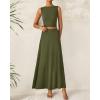 imageBTFBM Two Piece Skirt Set For Women 2025 Spring Summer Outfits Sleeveless Tank Top Elastic Waist Flowy Long Maxi SkirtsArmy Green