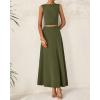 imageBTFBM Two Piece Skirt Set For Women 2025 Spring Summer Outfits Sleeveless Tank Top Elastic Waist Flowy Long Maxi SkirtsArmy Green