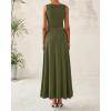 imageBTFBM Two Piece Skirt Set For Women 2025 Spring Summer Outfits Sleeveless Tank Top Elastic Waist Flowy Long Maxi SkirtsArmy Green