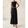 imageBTFBM Two Piece Skirt Set For Women 2025 Spring Summer Outfits Sleeveless Tank Top Elastic Waist Flowy Long Maxi SkirtsBlack