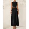 imageBTFBM Two Piece Skirt Set For Women 2025 Spring Summer Outfits Sleeveless Tank Top Elastic Waist Flowy Long Maxi SkirtsBlack