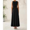 imageBTFBM Two Piece Skirt Set For Women 2025 Spring Summer Outfits Sleeveless Tank Top Elastic Waist Flowy Long Maxi SkirtsBlack
