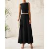 imageBTFBM Two Piece Skirt Set For Women 2025 Spring Summer Outfits Sleeveless Tank Top Elastic Waist Flowy Long Maxi SkirtsBlack
