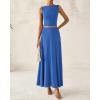 imageBTFBM Two Piece Skirt Set For Women 2025 Spring Summer Outfits Sleeveless Tank Top Elastic Waist Flowy Long Maxi SkirtsBlue
