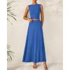 imageBTFBM Two Piece Skirt Set For Women 2025 Spring Summer Outfits Sleeveless Tank Top Elastic Waist Flowy Long Maxi SkirtsBlue