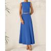 imageBTFBM Two Piece Skirt Set For Women 2025 Spring Summer Outfits Sleeveless Tank Top Elastic Waist Flowy Long Maxi SkirtsBlue