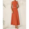 imageBTFBM Two Piece Skirt Set For Women 2025 Spring Summer Outfits Sleeveless Tank Top Elastic Waist Flowy Long Maxi SkirtsBrick Red