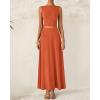 imageBTFBM Two Piece Skirt Set For Women 2025 Spring Summer Outfits Sleeveless Tank Top Elastic Waist Flowy Long Maxi SkirtsBrick Red